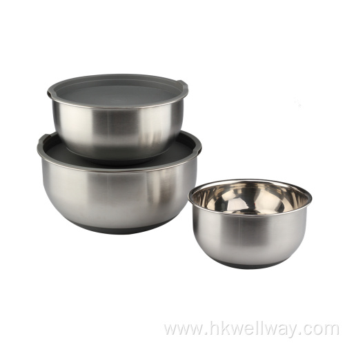 3PCS Storage Stainless Steel Salad Mixing Bowl Set